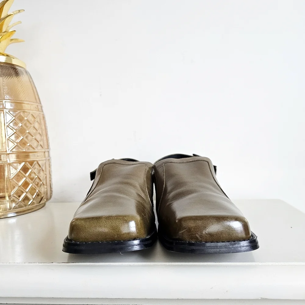 Vintage Chunky Giorgio Brutini Leather Slingback Shoes | Square Toe
